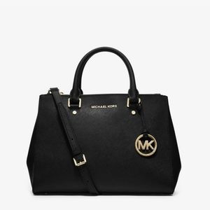 Michael Kors | Sutton Black Satchel Bag with Crossbody